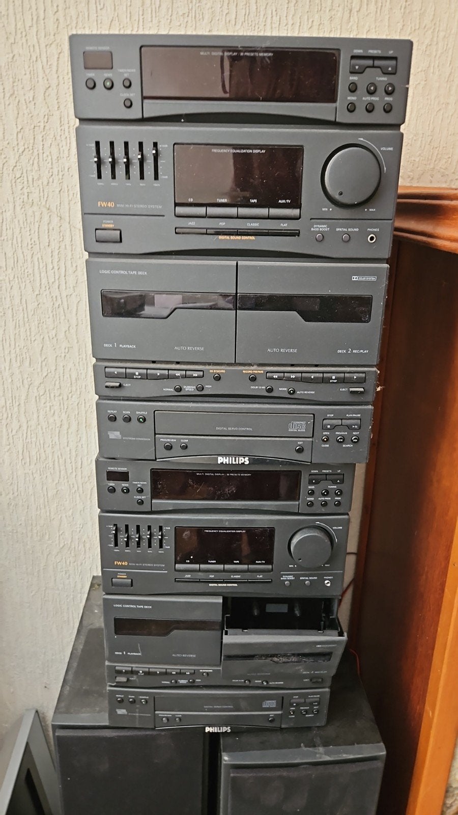 Philips FW40 Stereo Set met Dubbel Cassettedeck en CD-speler, Ophalen, Philips, Gebruikt, Losse componenten