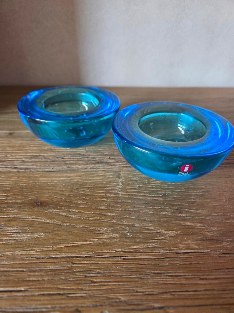 Iittala Ballo Kandelaar - Turkoois (2 stuks), Overige materialen, Blauw, Ophalen of Verzenden, Zo goed als nieuw
