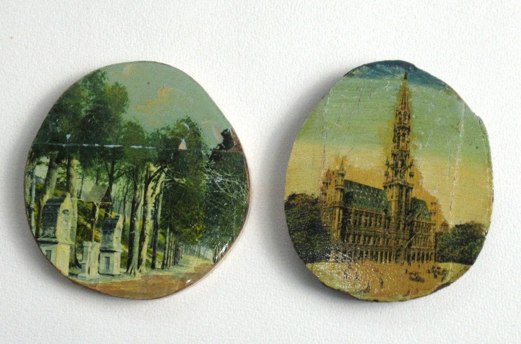 Retro wanddecoraties op natuurlijke boomschijf plakjes, 1937, Ophalen of Verzenden