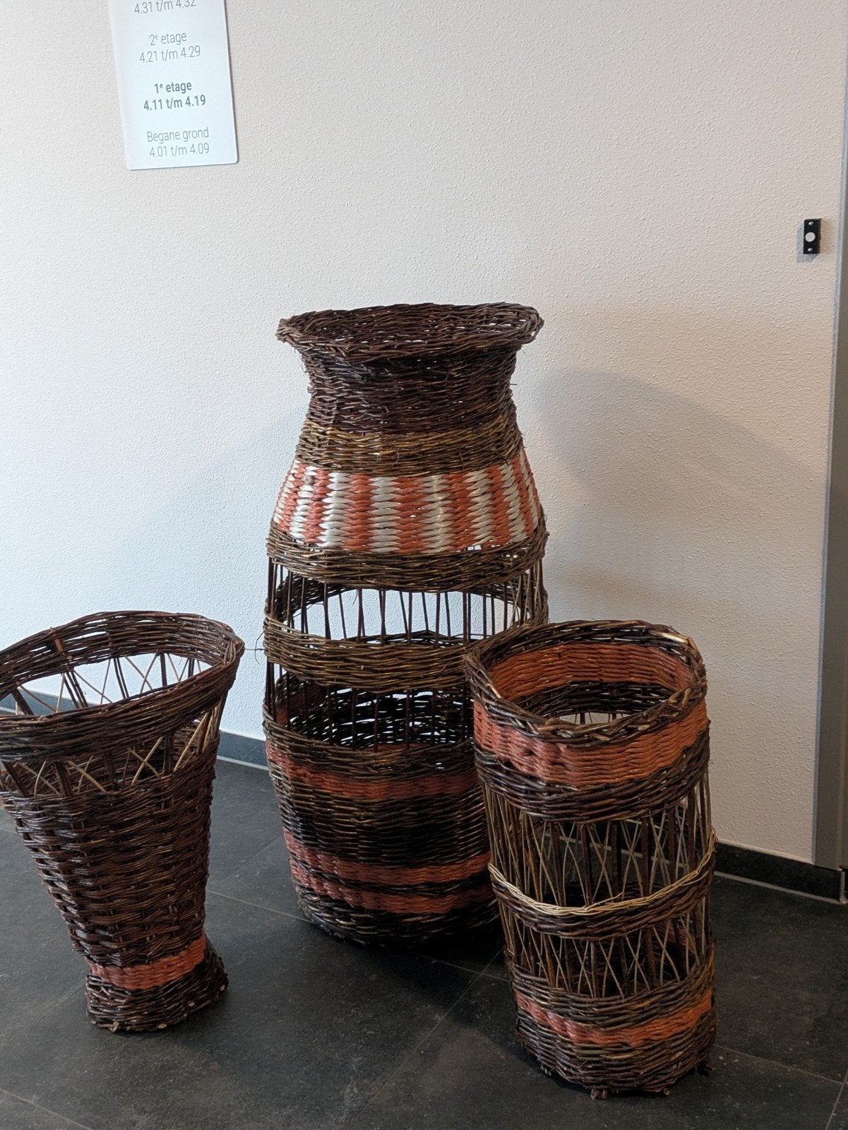Set van 3 rieten manden voor planten, Ophalen of Verzenden, Gebruikt, Rond