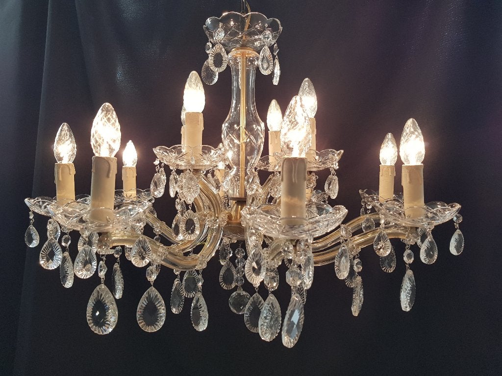 12 lamps  Maria Theresia kroonluchter, Huis en Inrichting, Ophalen, Gebruikt, Glas, E14 (klein)
