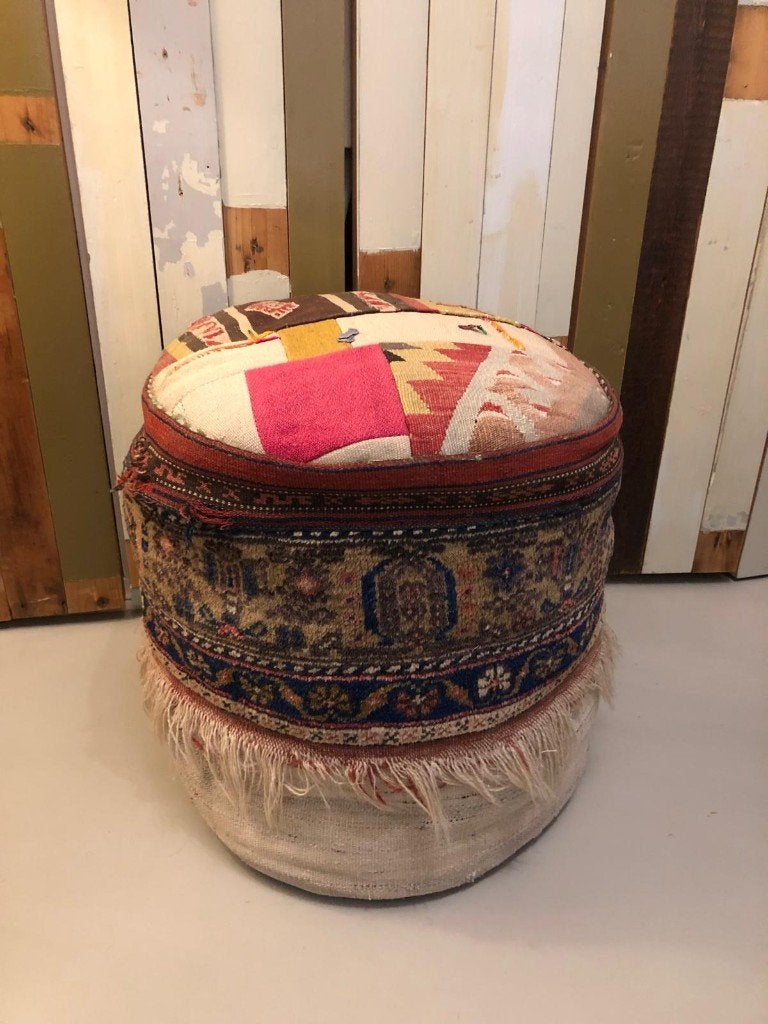 Kelim kilim poef Sjakie's Haarlem, Huis en Inrichting, Ophalen, Gebruikt, Overige kleuren, Rond