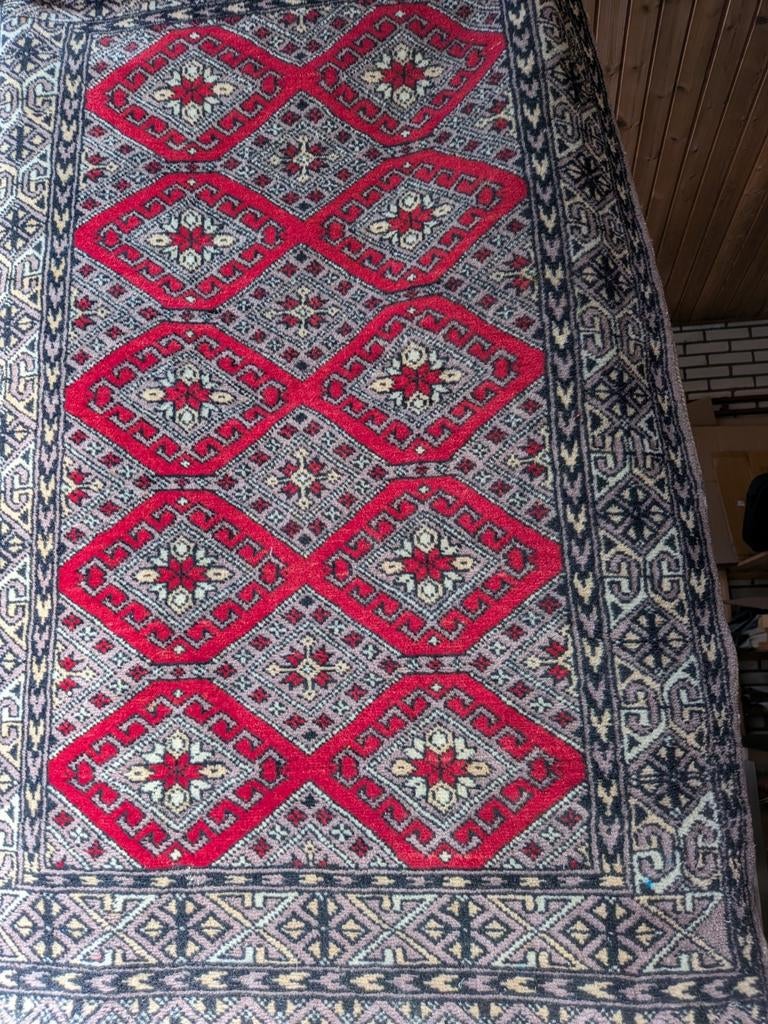 Vintage Oosters Tapijt | Rood Zwart | 127 x 78 cm | Klassiek, Gebruikt, Onbekend, Onbekend, Onbekend