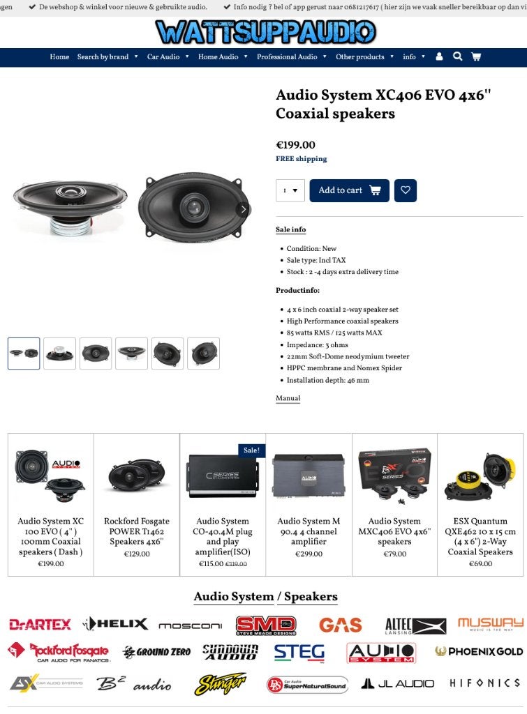 Audio System XC406 EVO 4x6'' Coaxial speakers, Info@optimount.nl, Nieuw, Ophalen of Verzenden, Anholtseweg 48A 7091 HB DINXPERLO