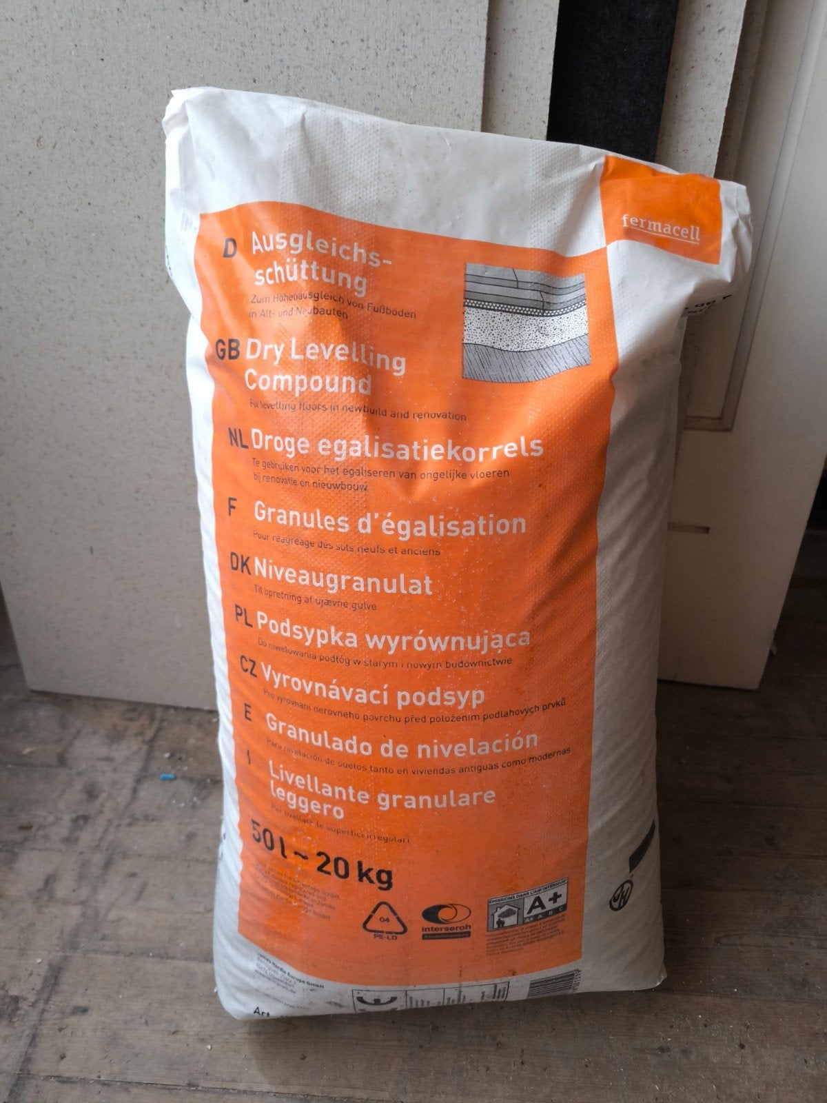 Fermacell Droge egalisatiekorrels - 50l (2l gebruikt), Ophalen of Verzenden, Gebruikt