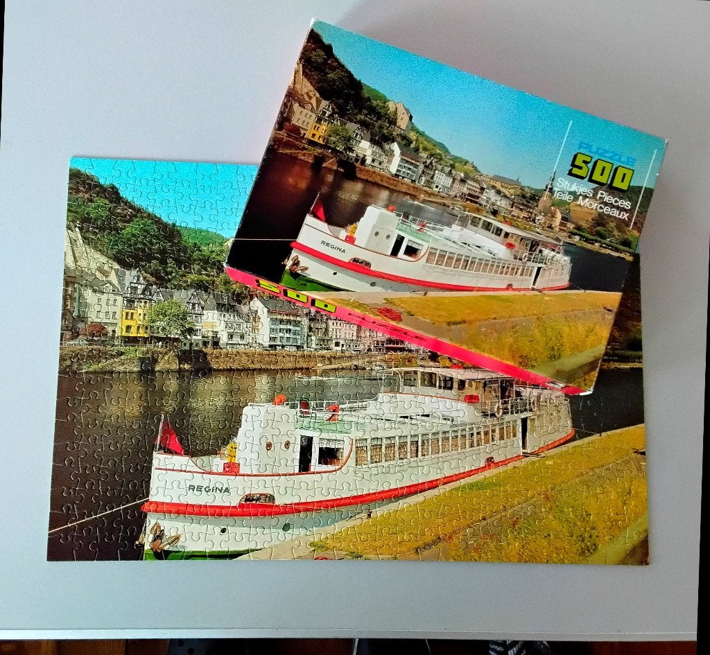 Legpuzzel Cochem aan de Moezel - Duitsland - boot, Verzenden, 500 t/m 1500 stukjes, Gebruikt, Legpuzzel