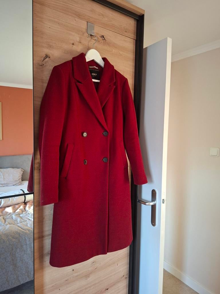 ONLY manteljas xs bordeaux, Ophalen of Verzenden, Zo goed als nieuw, Maat 34 (XS) of kleiner, Rood
