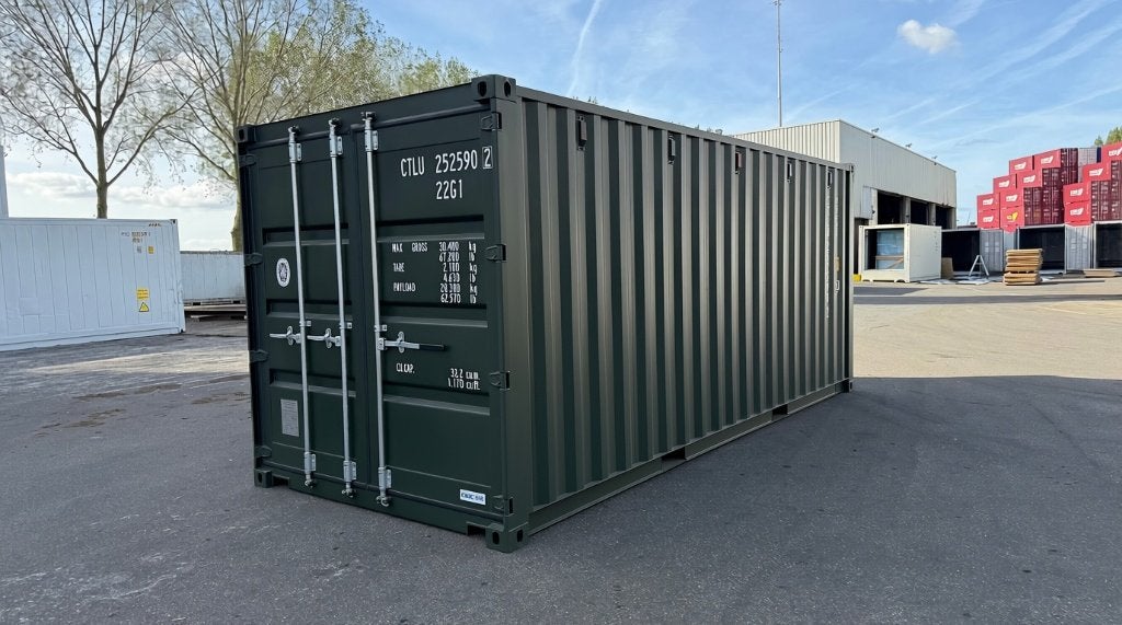 Nieuwe 20ft zeecontainer RAL6007 / RAL7016, Ophalen