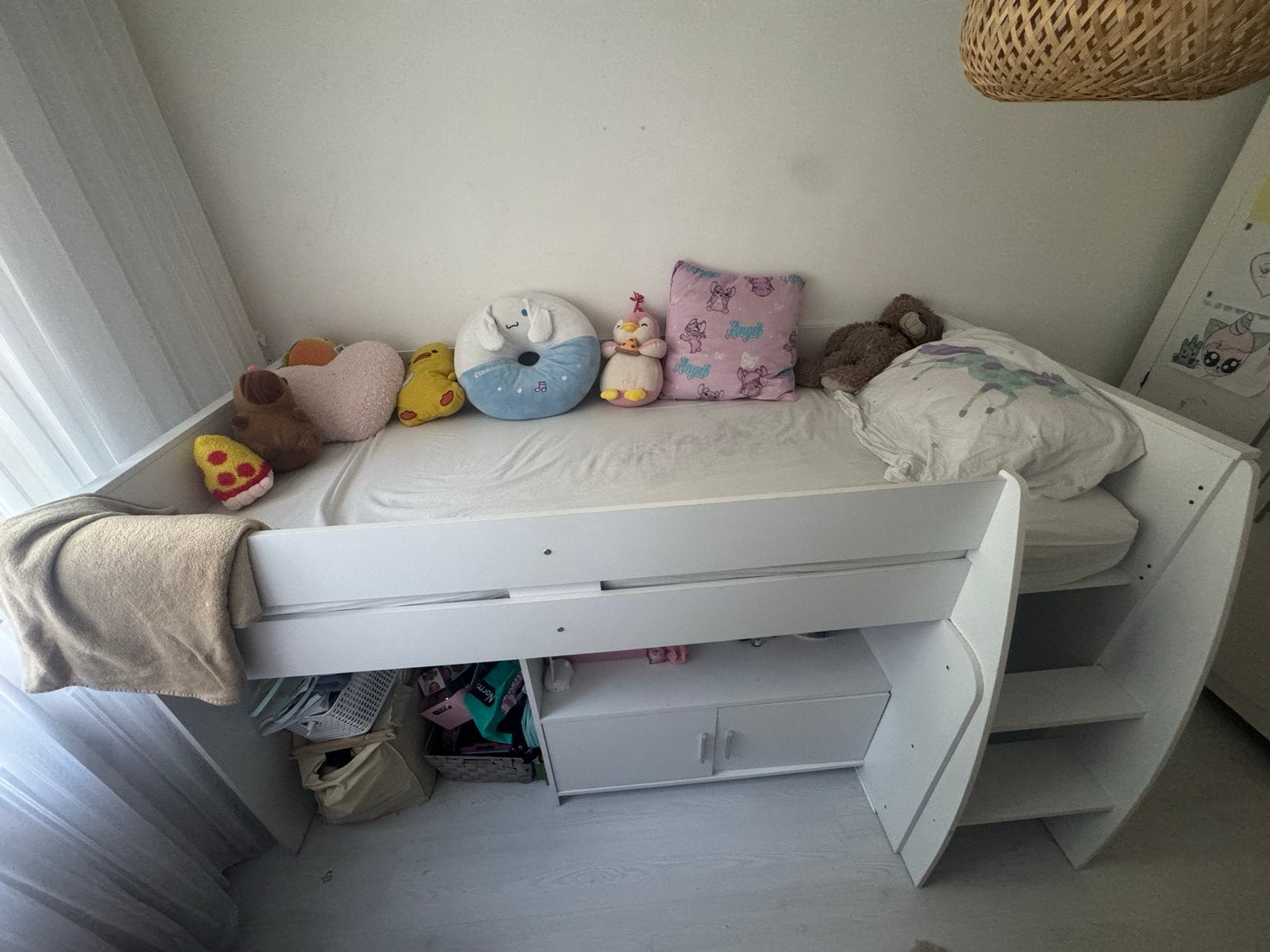 Wit kinderbed met opbergruimte ! Moet vandaag weg!, Ophalen, 85 tot 100 cm, Gebruikt, Hoogslaper of Stapelbed