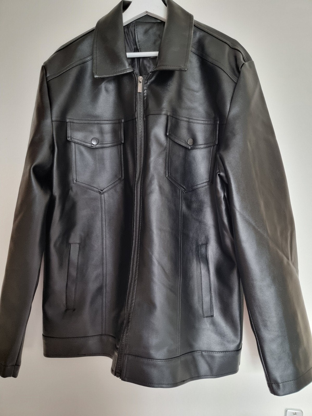 Nieuwe Lederlook Jas Black Sping & Autumn XXL, Ophalen of Verzenden, Nieuw, Zwart