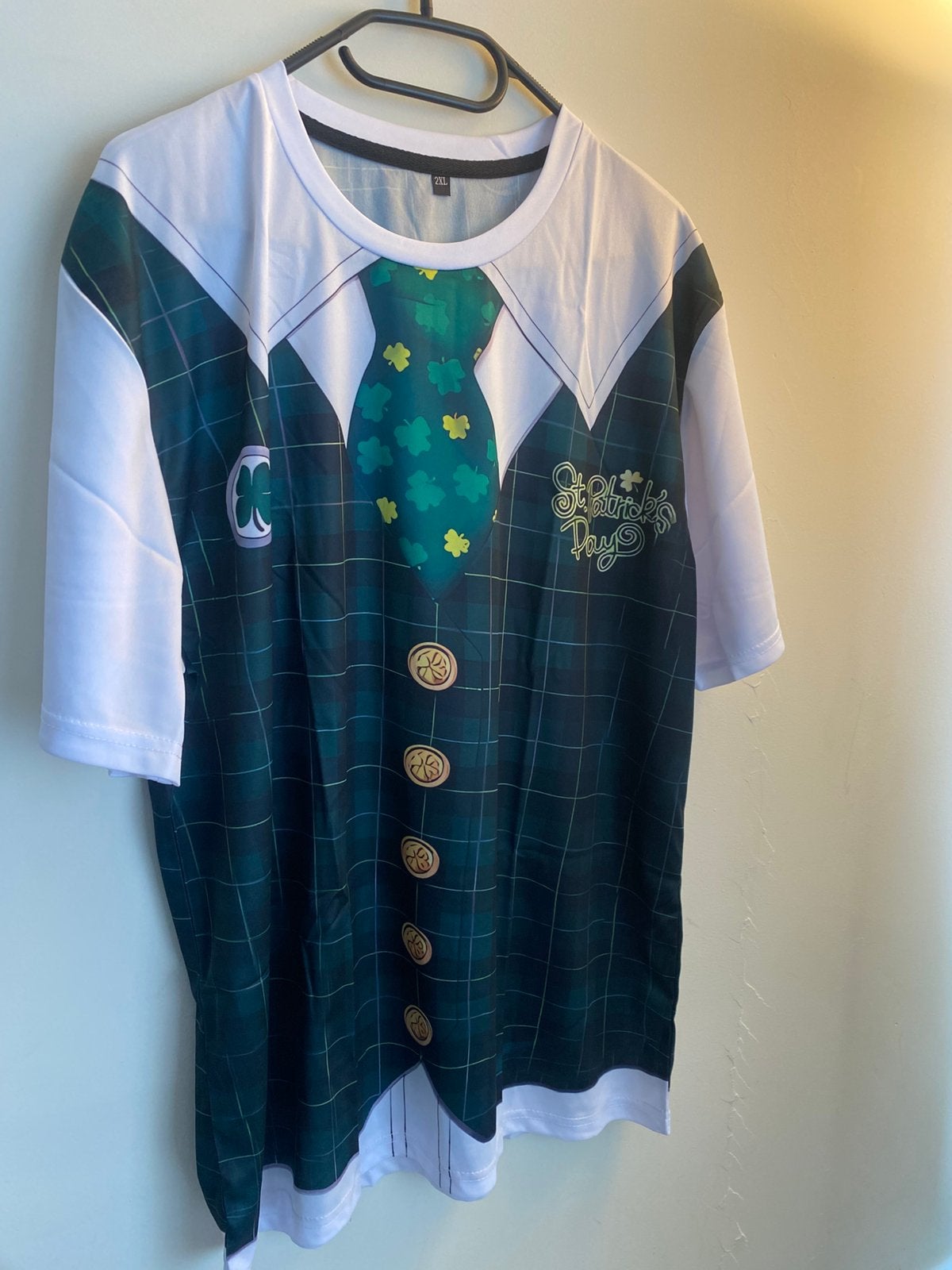 St. Patrick's Day T-shirt - Groen geruit met klavertjes, Ophalen of Verzenden, Nieuw, Overige maten, Groen