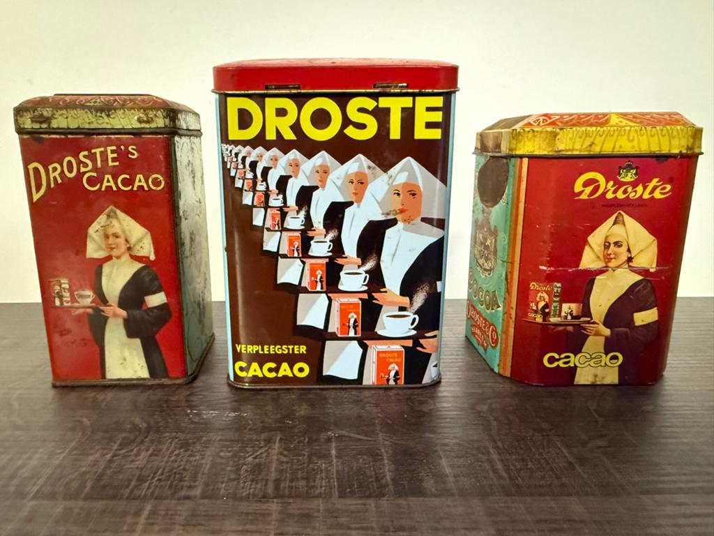 Set van 3 Vintage Droste Cacao Blikken - Verpleegster, Ophalen of Verzenden, Gebruikt, Overige, Droste