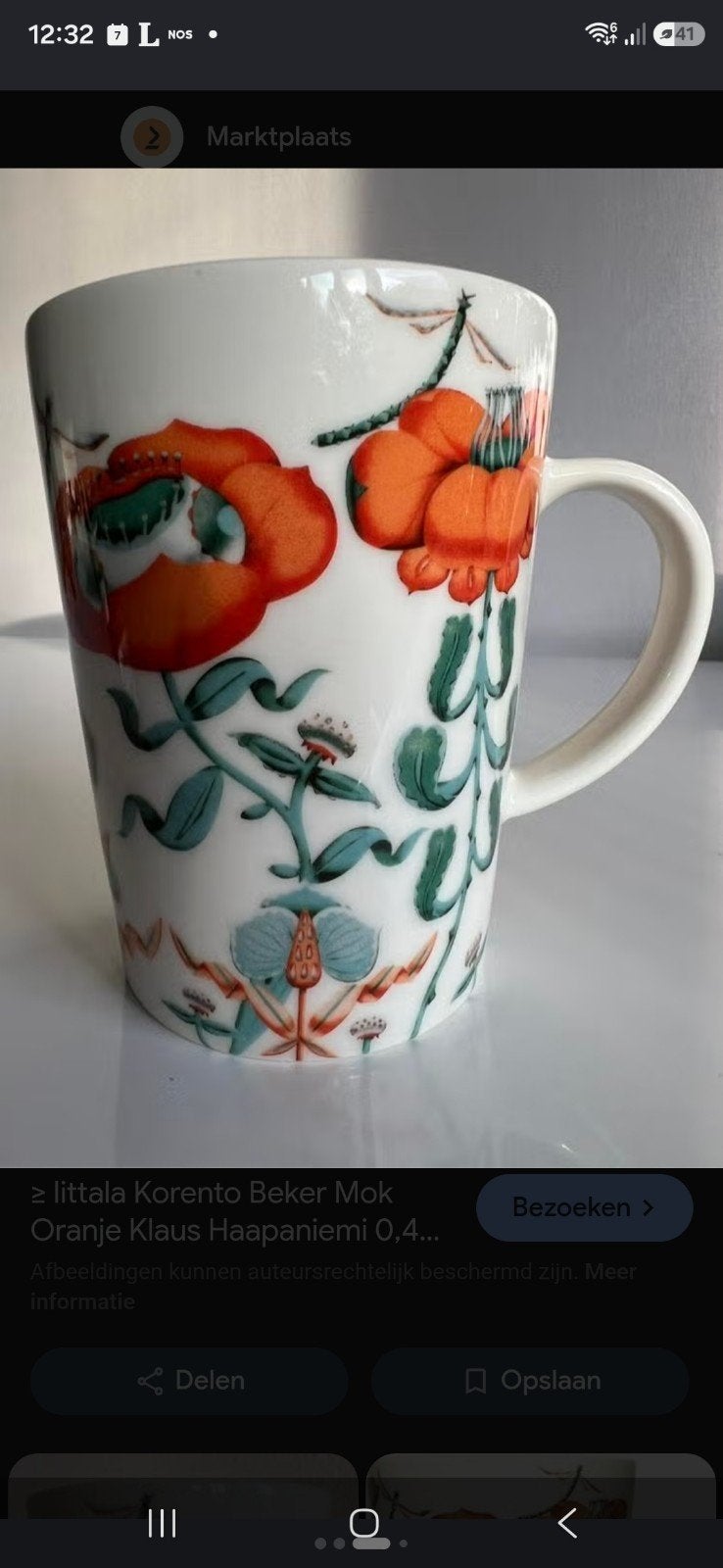 6x Iittala mok Korento 400 ml. Limited Edition 2011, Ophalen of Verzenden, Zo goed als nieuw, Overige stijlen, Kop(pen) en/of Schotel(s)
