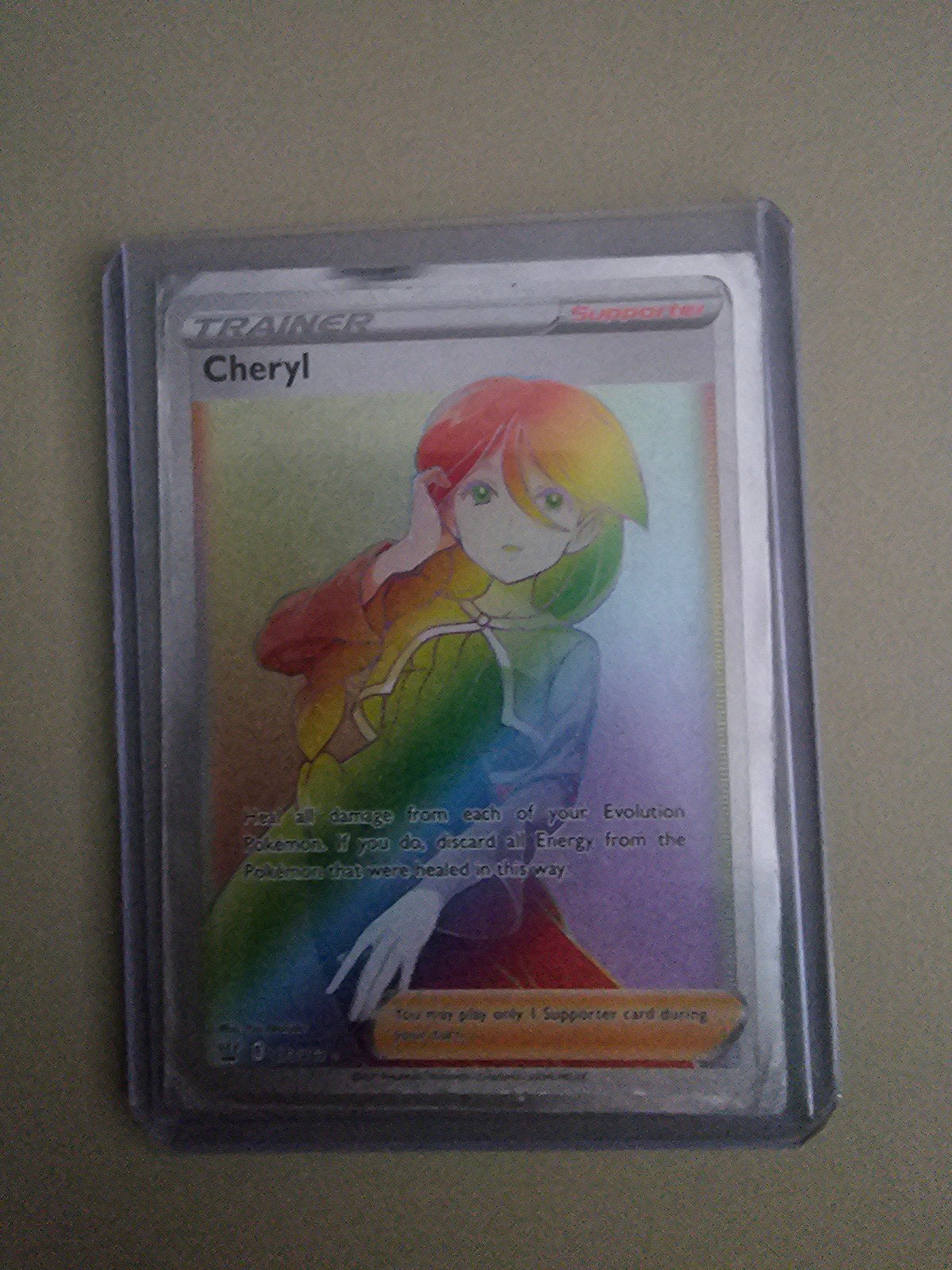 Pokémon TCG Cheryl Rainbow Rare Trainer Kaart, Ophalen, Zo goed als nieuw, Losse kaart