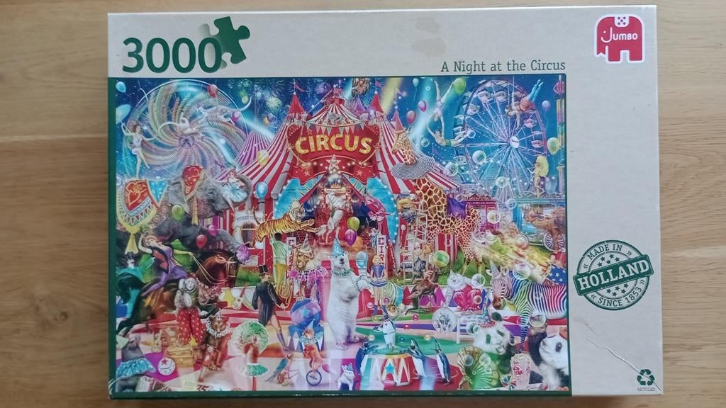 Een avond in het Circus - 3000 stukjes -Jumbo - ophalen, Ophalen, Meer dan 1500 stukjes, Zo goed als nieuw, Legpuzzel