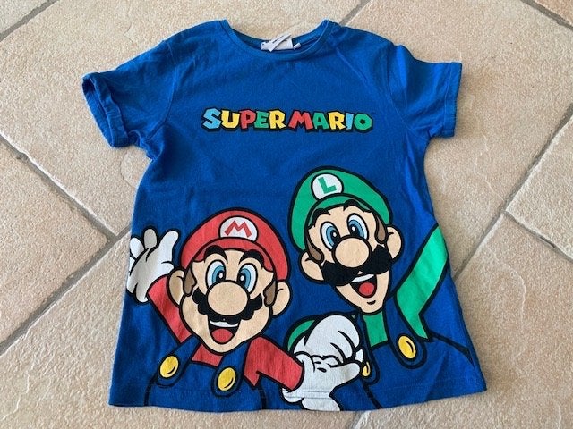 Super Mario shirt korte mouwen maat 128/134 ( 7/8 jaar), Ophalen of Verzenden, Gebruikt, Jongen of Meisje, Shirt of Longsleeve