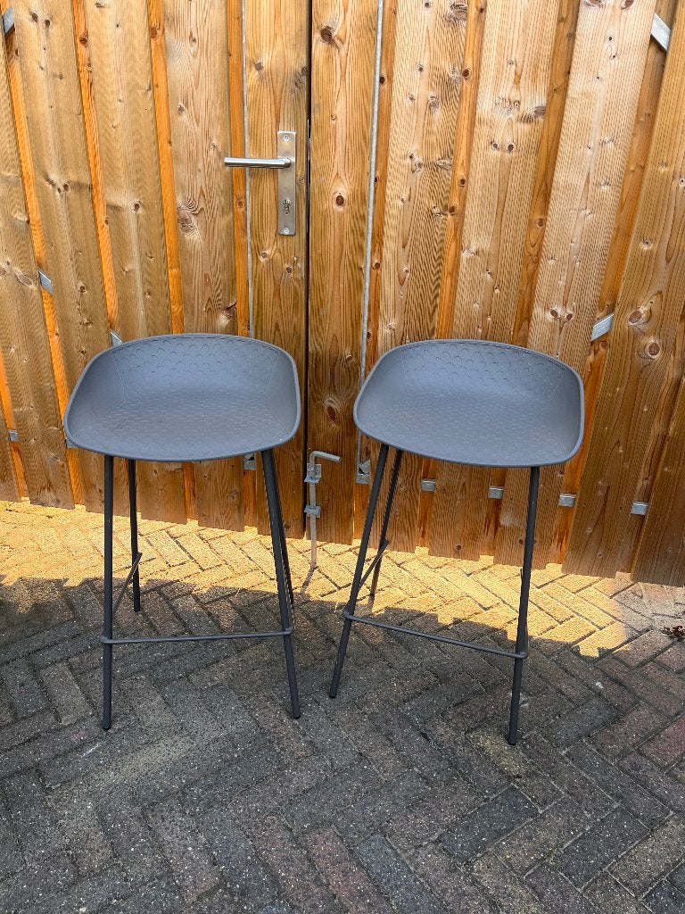 2 barkrukken, Ophalen, Gebruikt, 60 tot 90 cm, Metaal