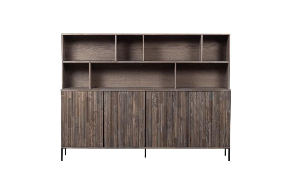 Woood Gravure Wandkast Espresso - Stijlvolle Opbergkast, Huis en Inrichting, Kasten | Buffetkasten, Ophalen, Met deur(en), 150 tot 200 cm