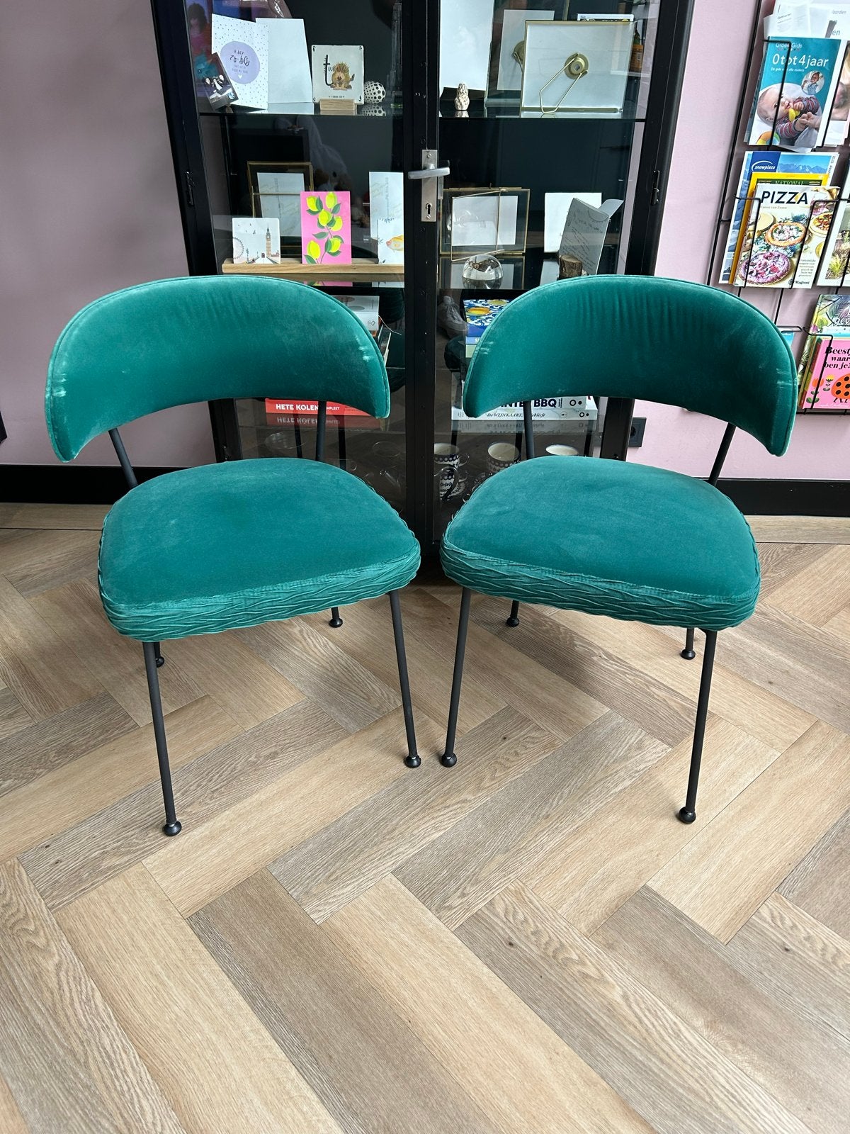 Luxe Velvet Eetkamerstoelen Groen, Set van 2 van Bold Monkey, Ophalen, Gebruikt, Overige kleuren, Vier