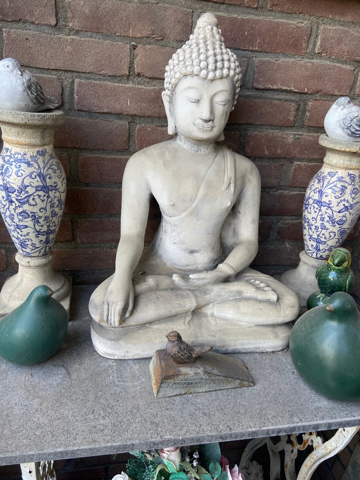 Grote zware boeddha van beton, Tuin en Terras, Ophalen, Zo goed als nieuw