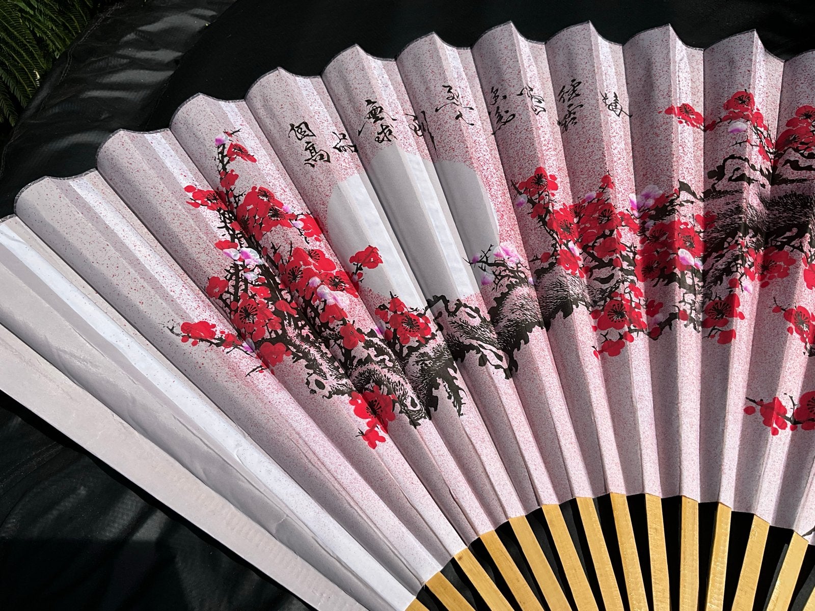 Grote Chinese waaier met kersenbloesem - 150x90 cm, Ophalen