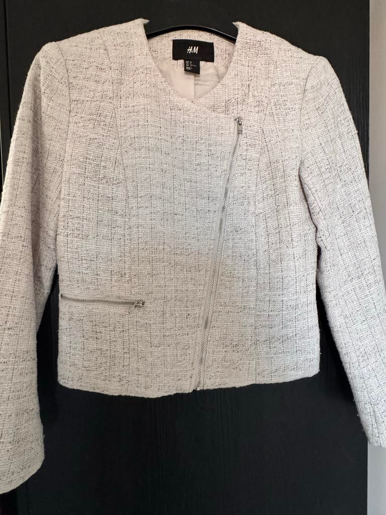 H&M Tweed Jasje Maat 34 (XS) -, Ophalen of Verzenden, Zo goed als nieuw, Maat 34 (XS) of kleiner, Wit