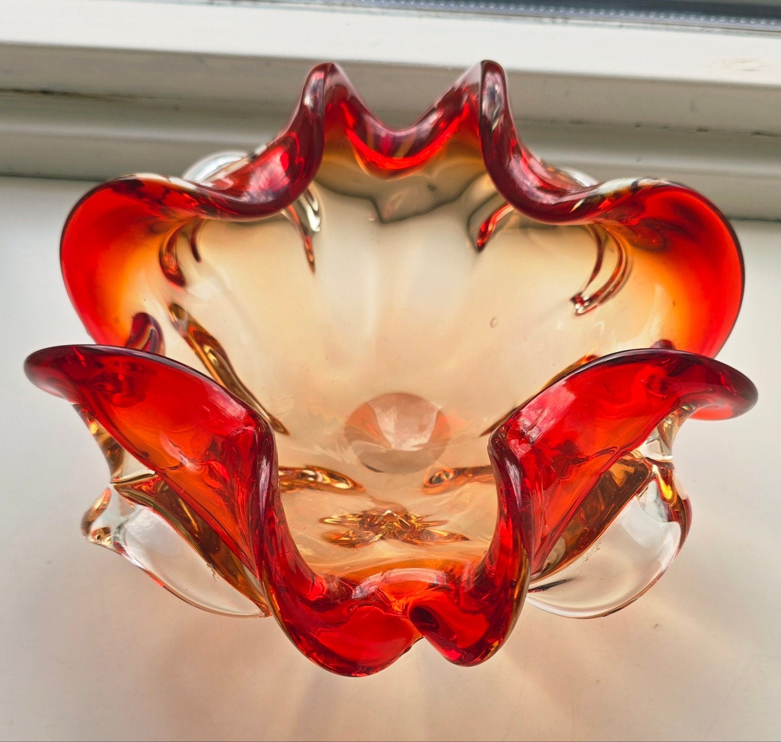 XL Murano Sommerso Vide-Poche / Vintage Glazen Schaal, Ophalen of Verzenden