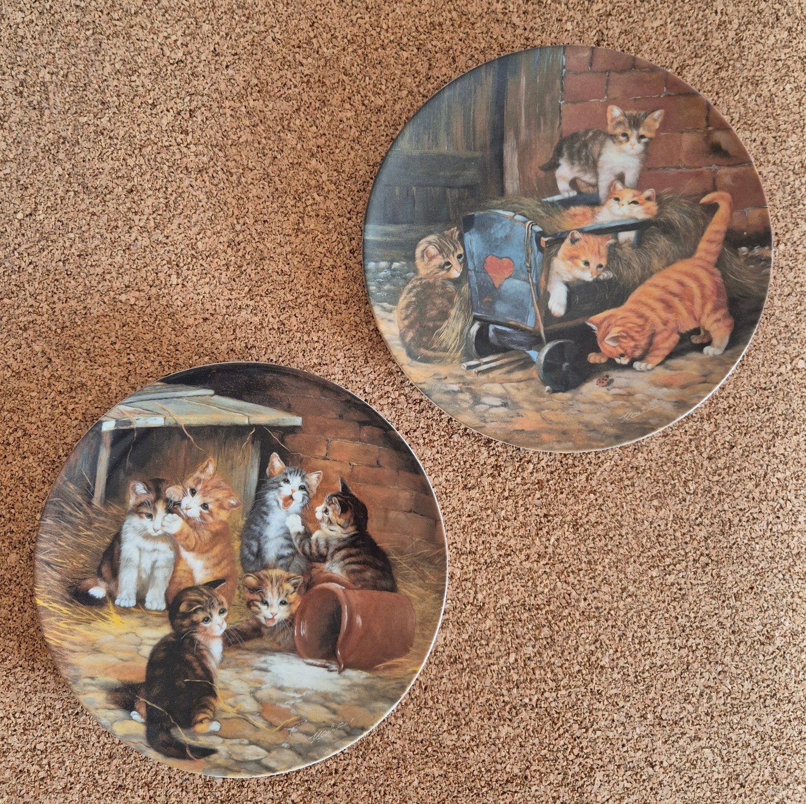 Set van 2 Seltmann Weiden vintage katten kittens wandborden, Ophalen of Verzenden