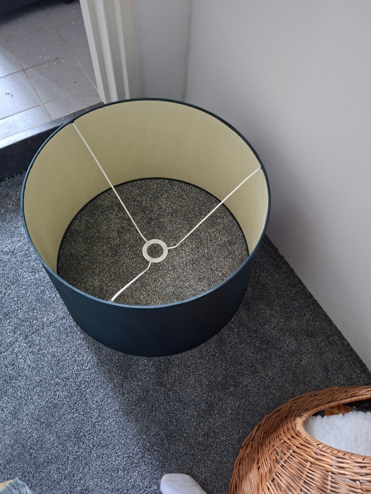 Grote zwarte lampenkap, Hanglamp, Gebruikt, Zwart, Rond