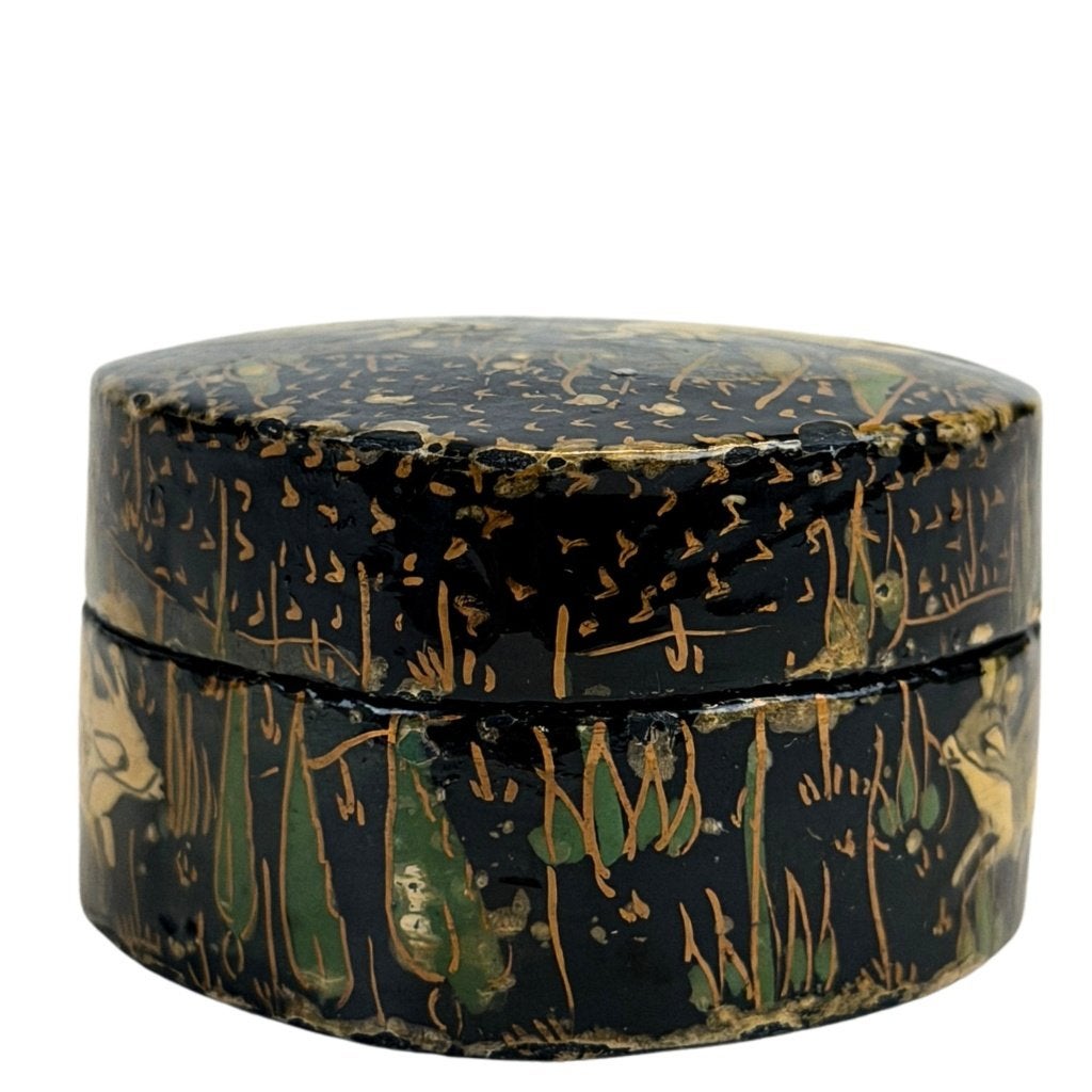 Kashmir papier-maché doos – hartvorm – ca. 1920, Antiek en Kunst, Overige herkomsten, Ophalen of Verzenden, Overige typen, Natuurlijk materiaal