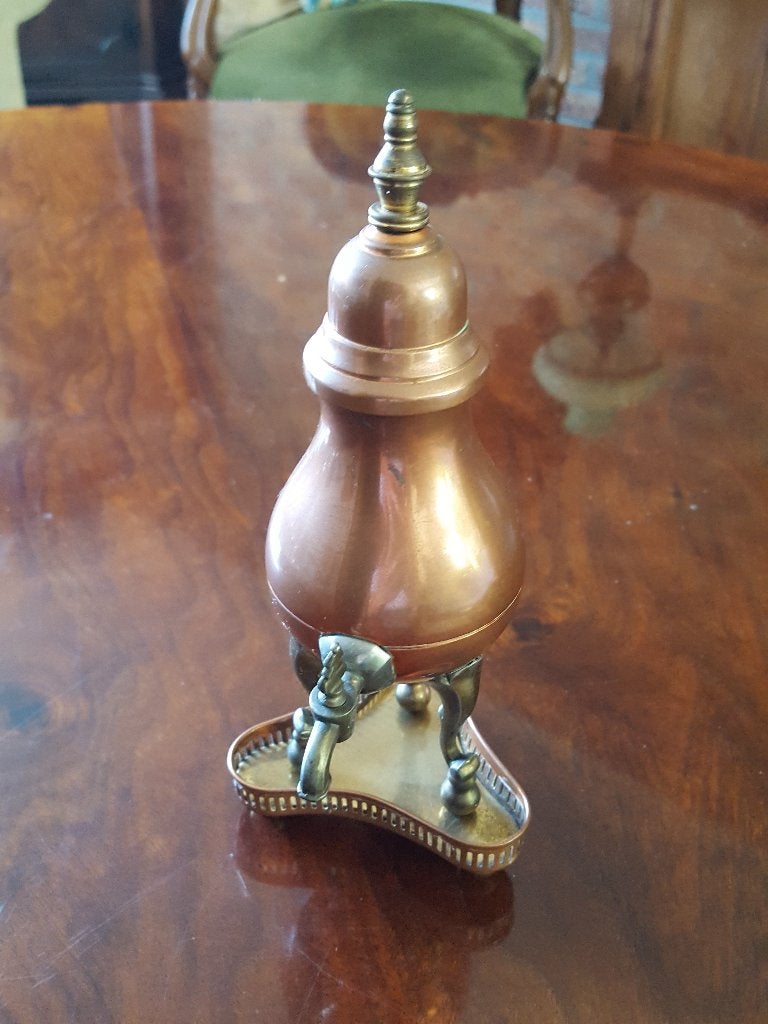 Antiek Koperen miniatuur Kraantjespot op plateau - 19 cm, Antiek en Kunst, Antiek | Koper en Brons, Ophalen of Verzenden, Koper