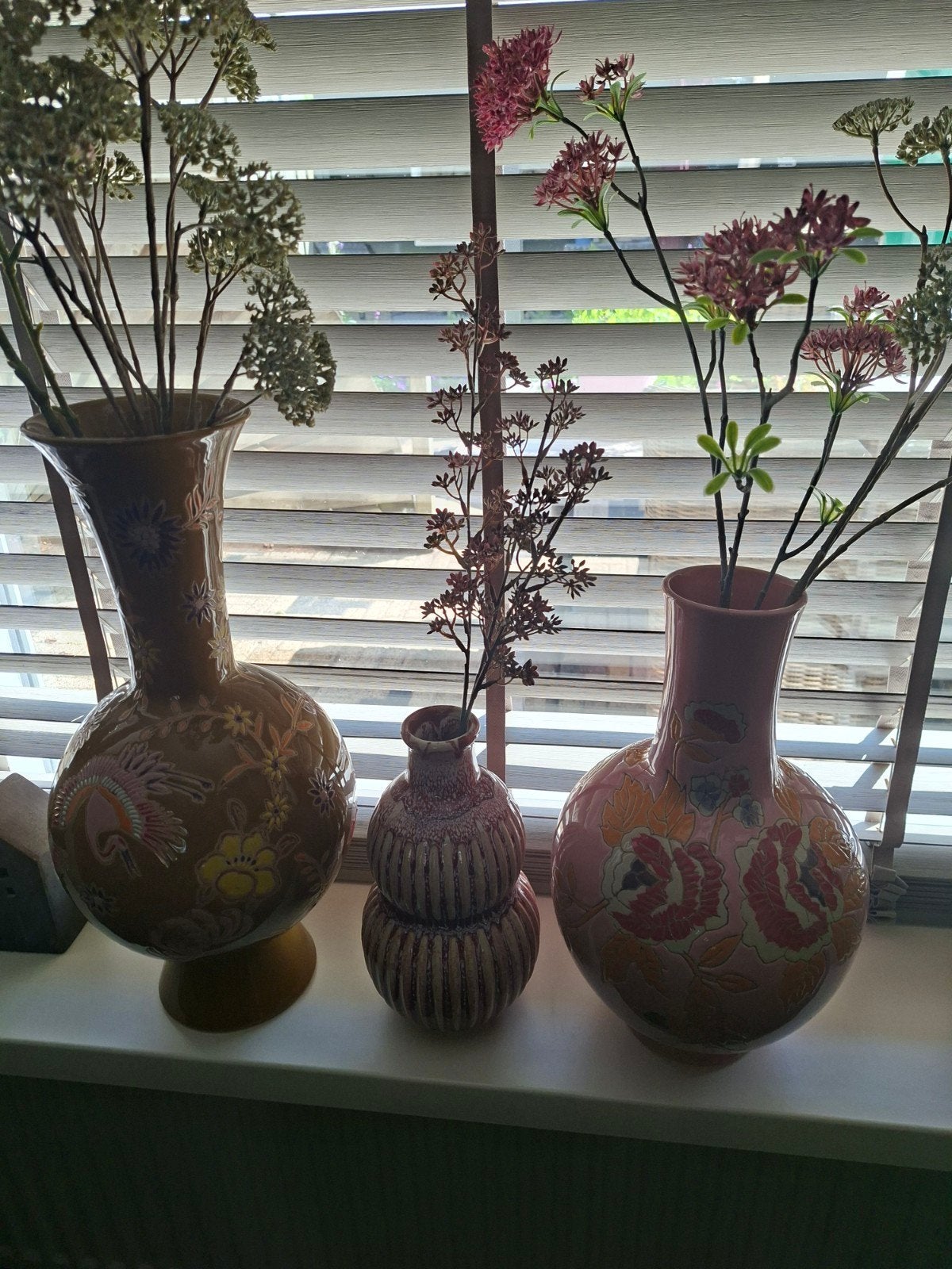Prachtige set vazen met bloemmotief, Huis en Inrichting, Woonaccessoires | Vazen, Ophalen of Verzenden
