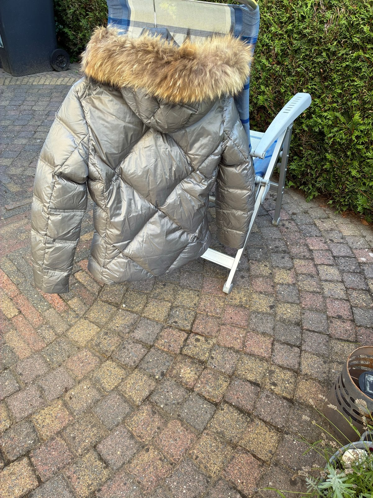 Blauer USA donsjack met bontkraag - mt L, €125, Ophalen of Verzenden, Nieuw, Maat 42/44 (L), Grijs