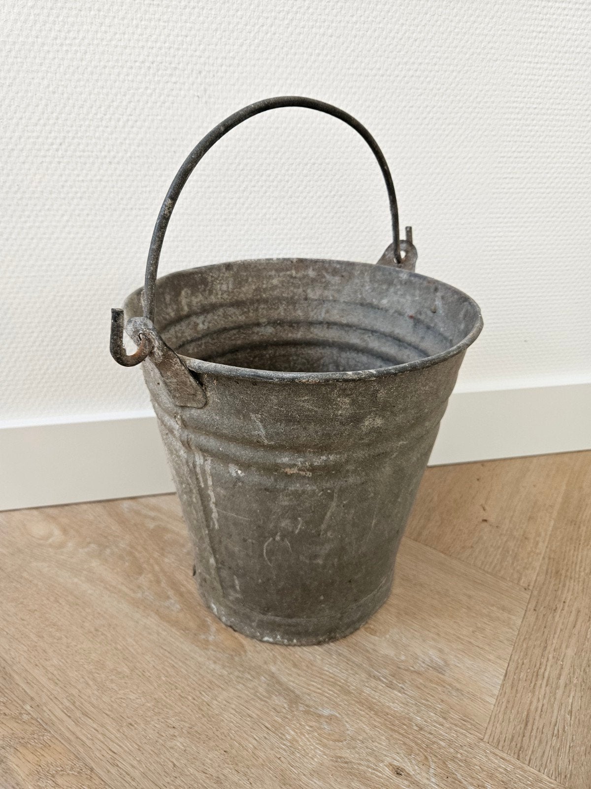 Vintage Zinken Emmer - Decoratieve Emmer, Ophalen of Verzenden