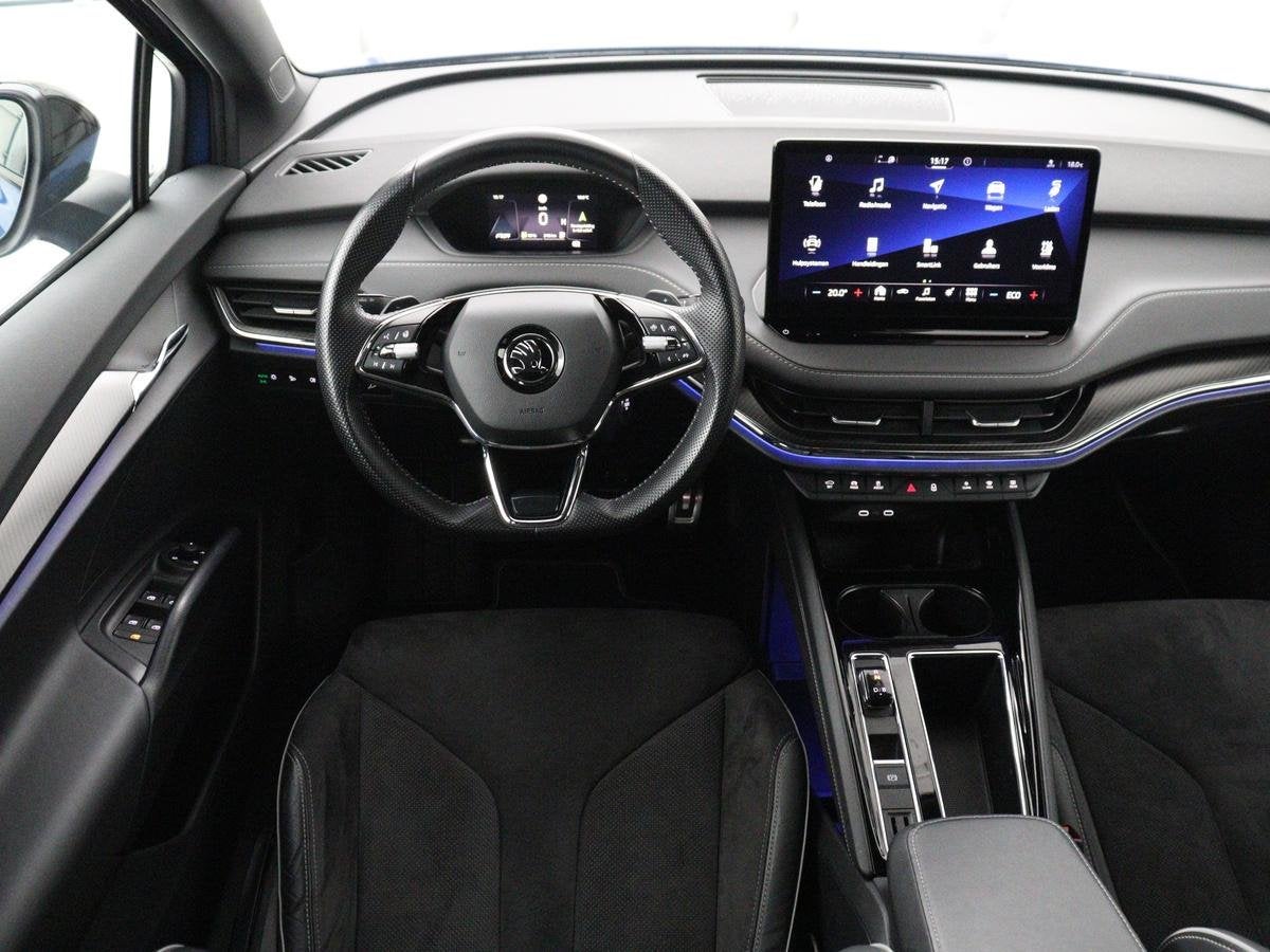 Skoda Enyaq iV 80 Sportline | SOH 92.7% | Leder/alcantara |, Auto's, Skoda, Achterwielaandrijving, Gebruikt, 80 kWh, Blauw
