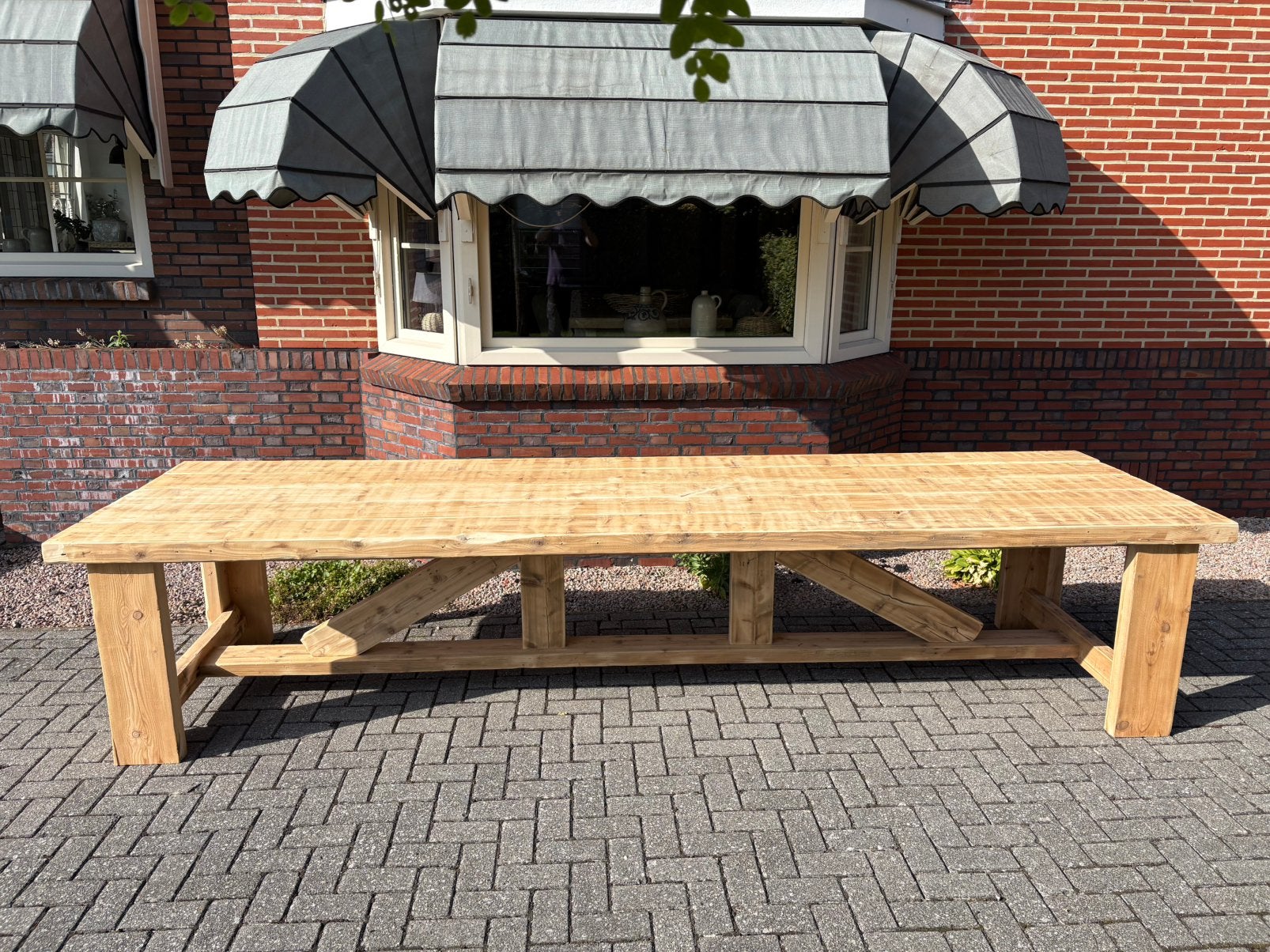 Robuuste landelijke style boeren stamtafel, Ophalen of Verzenden, Zo goed als nieuw, Rechthoekig, Hout