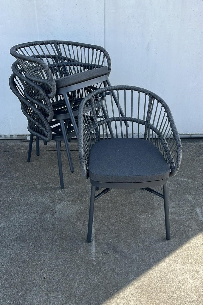 110 stuks mooie luxe outdoor horeca terras stoelen antraciet, Ophalen, Zo goed als nieuw, Kunststof, Grijs