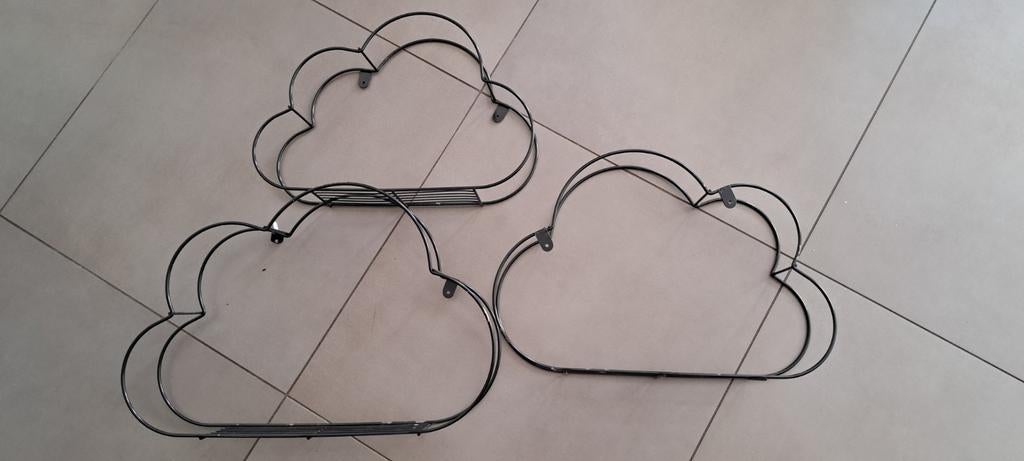 Set van 3 metalen wolk wandplankjes, Ophalen of Verzenden, Gebruikt