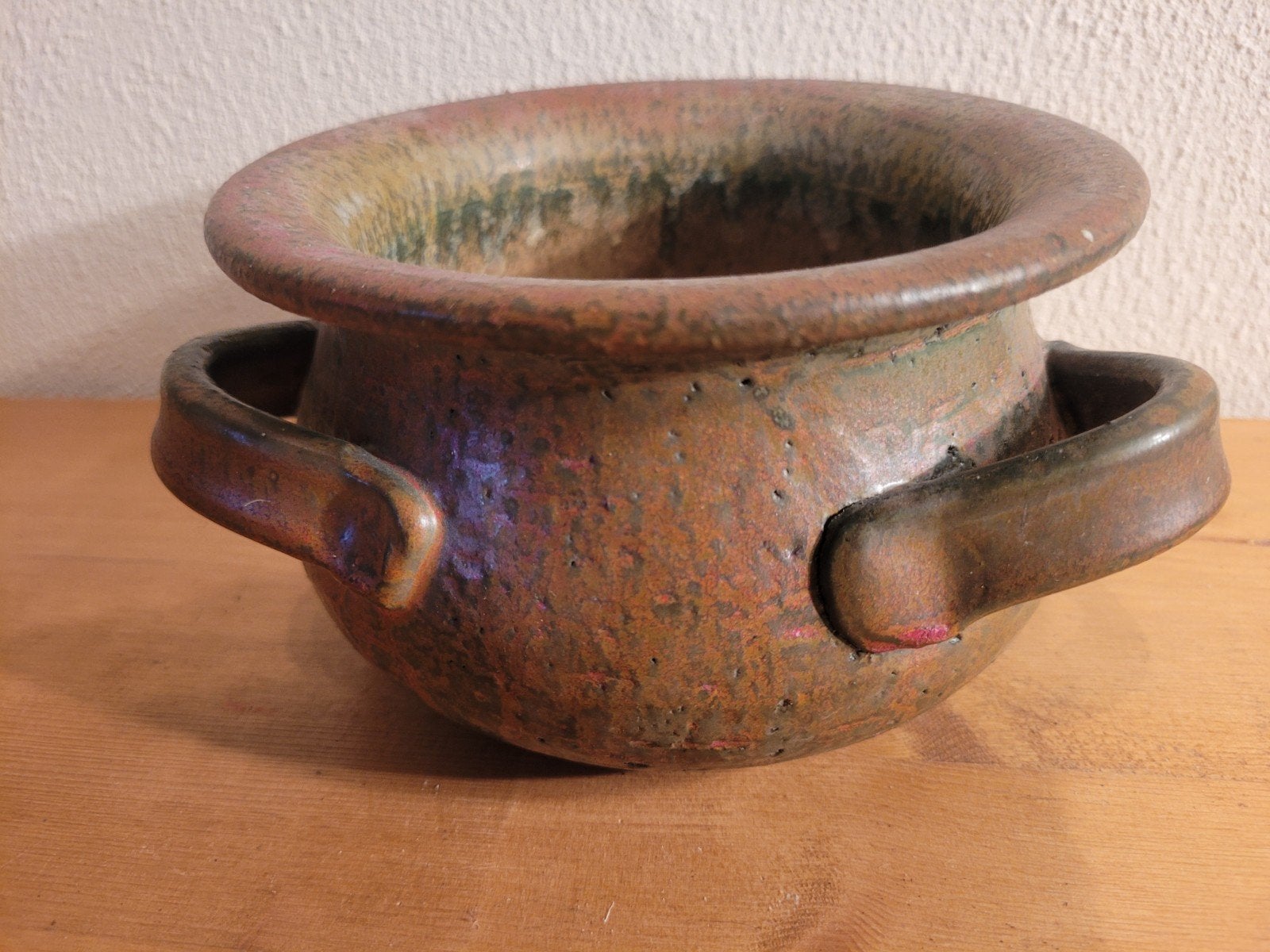 Decoratieve oude pot met 3 oren - Hoogte 9 cm, Ø 14,5 cm, Ophalen of Verzenden