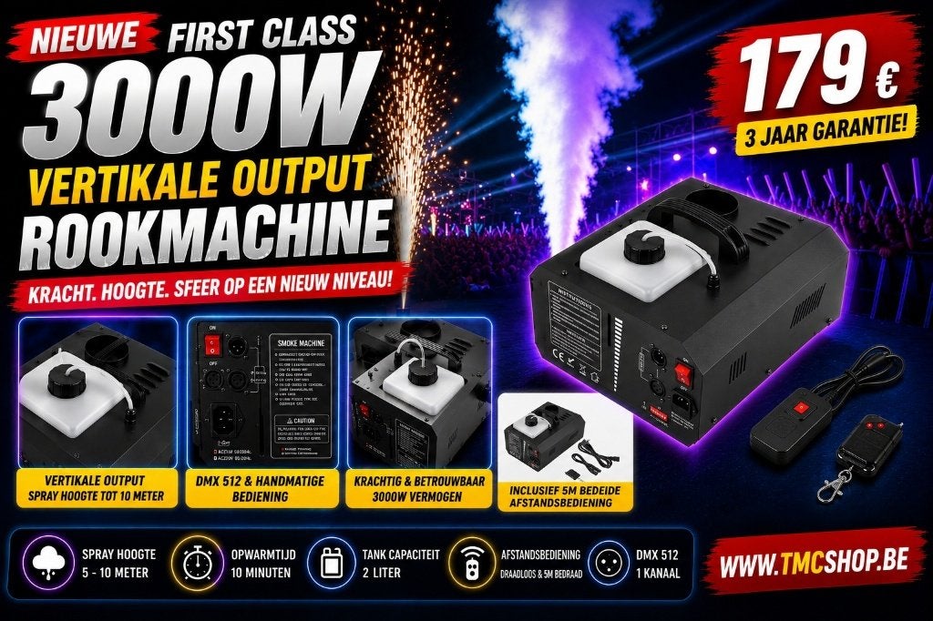 Nieuwe First Class 3000 w Vertikale Output Rookmachine, Ophalen of Verzenden, Nieuw, Licht, Geluidgestuurd