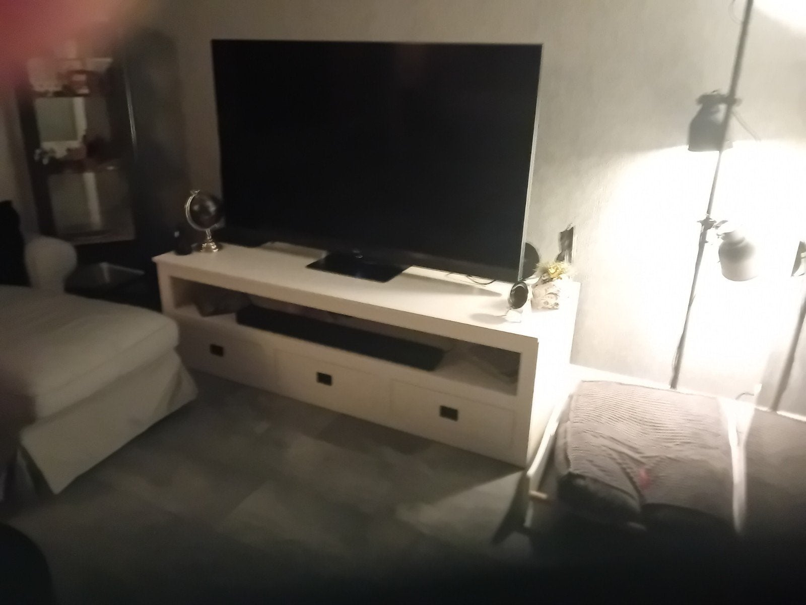 Goosens TV meubel Valence oud wit massief rubberhout, Ophalen of Verzenden