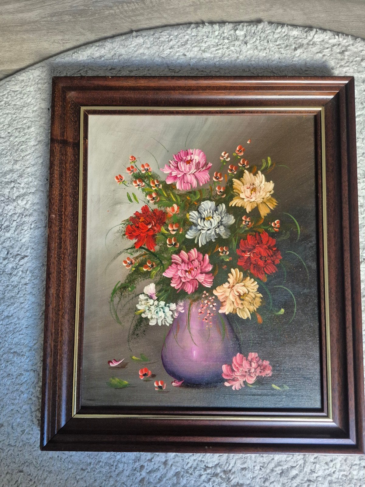 Schilderij met kleurrijk bloemstilleven gesigneerd C.Ramirez, Antiek en Kunst, Ophalen of Verzenden, Bloemen
