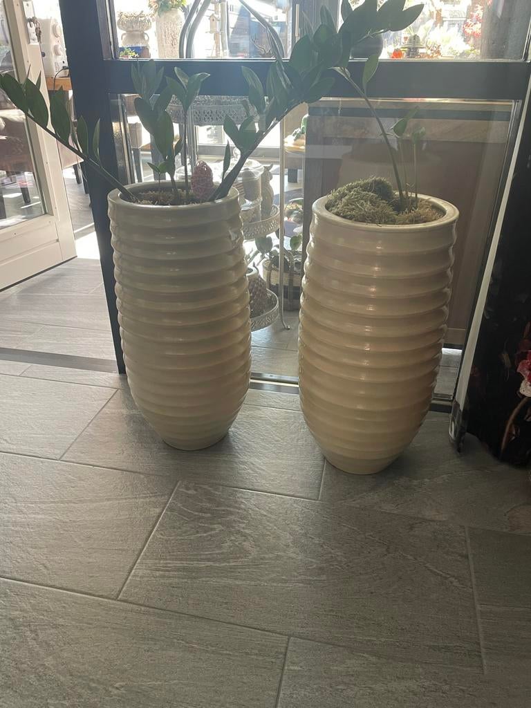 2 Grote Parelmoer Vazen - Intratuin - 60 cm hoog, Ophalen of Verzenden, Gebruikt, Overige kleuren, Overige materialen