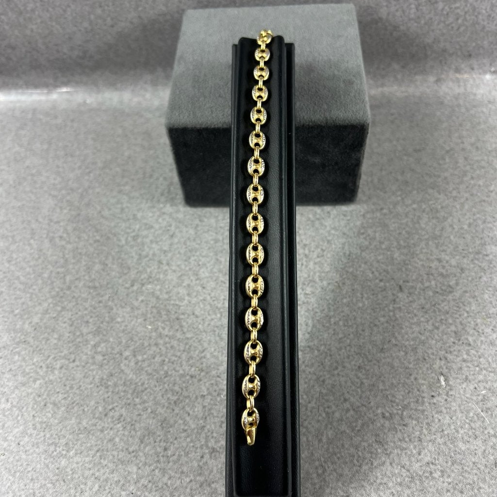 Gouden Armband | 18k | 7,53g |koffieboonschakel|20,5| 418013, Ophalen of Verzenden, Gebruikt, Goud, Goud