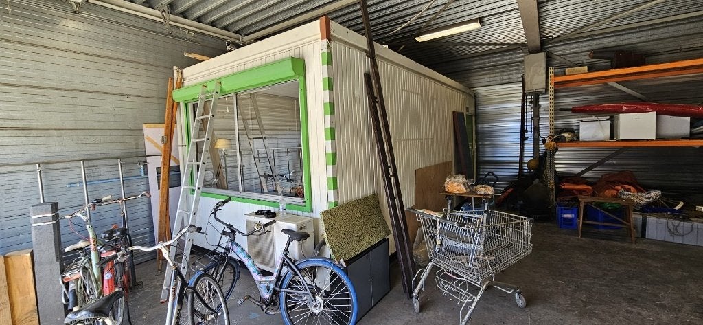 Kantoorunit/Portacabin 6x3x3 Airco, verwarming en rolluik, Doe-het-zelf en Verbouw, Ophalen, Gebruikt