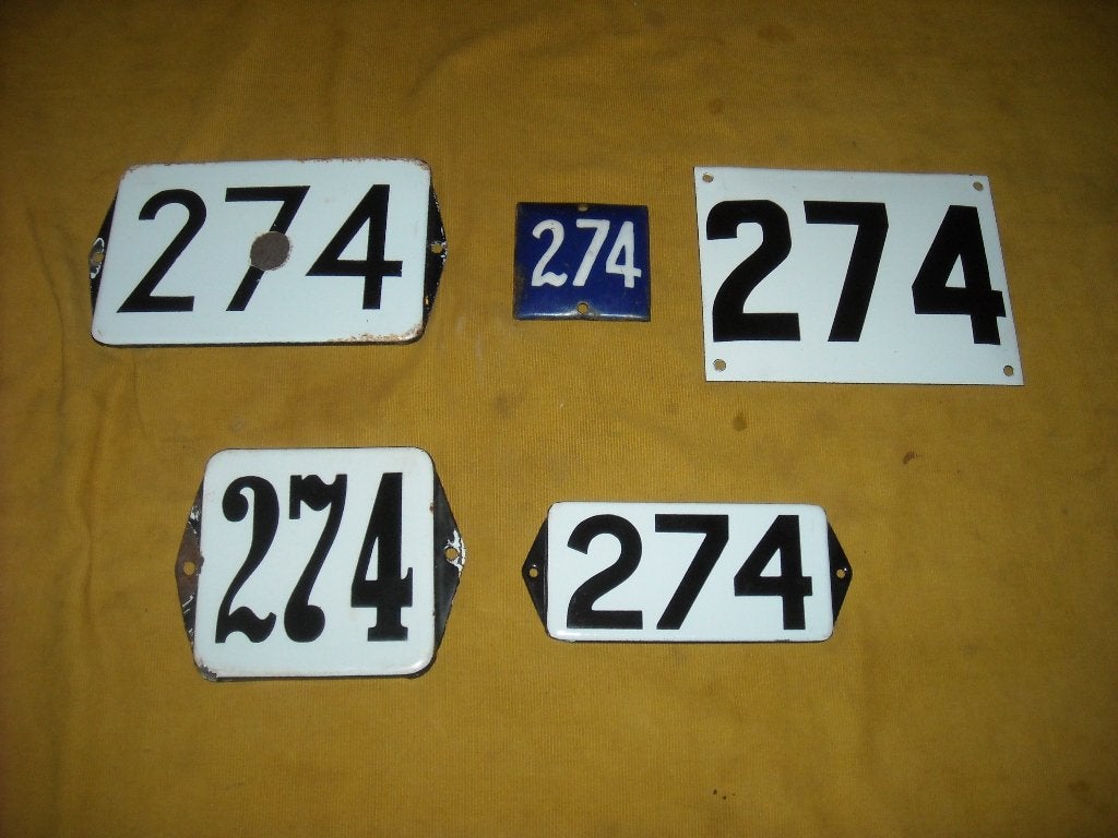 oud emaille huisnummer 274 ook 275 276 277 278 279 280 281 2, Ophalen of Verzenden