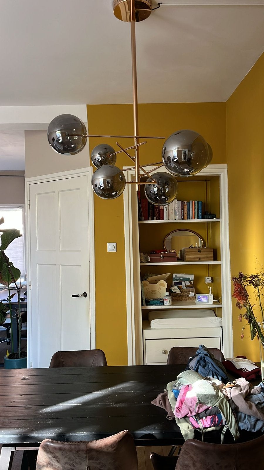 Glazen bollen lamp, Huis en Inrichting, Lampen | Hanglampen, Ophalen, Zo goed als nieuw, Minder dan 50 cm