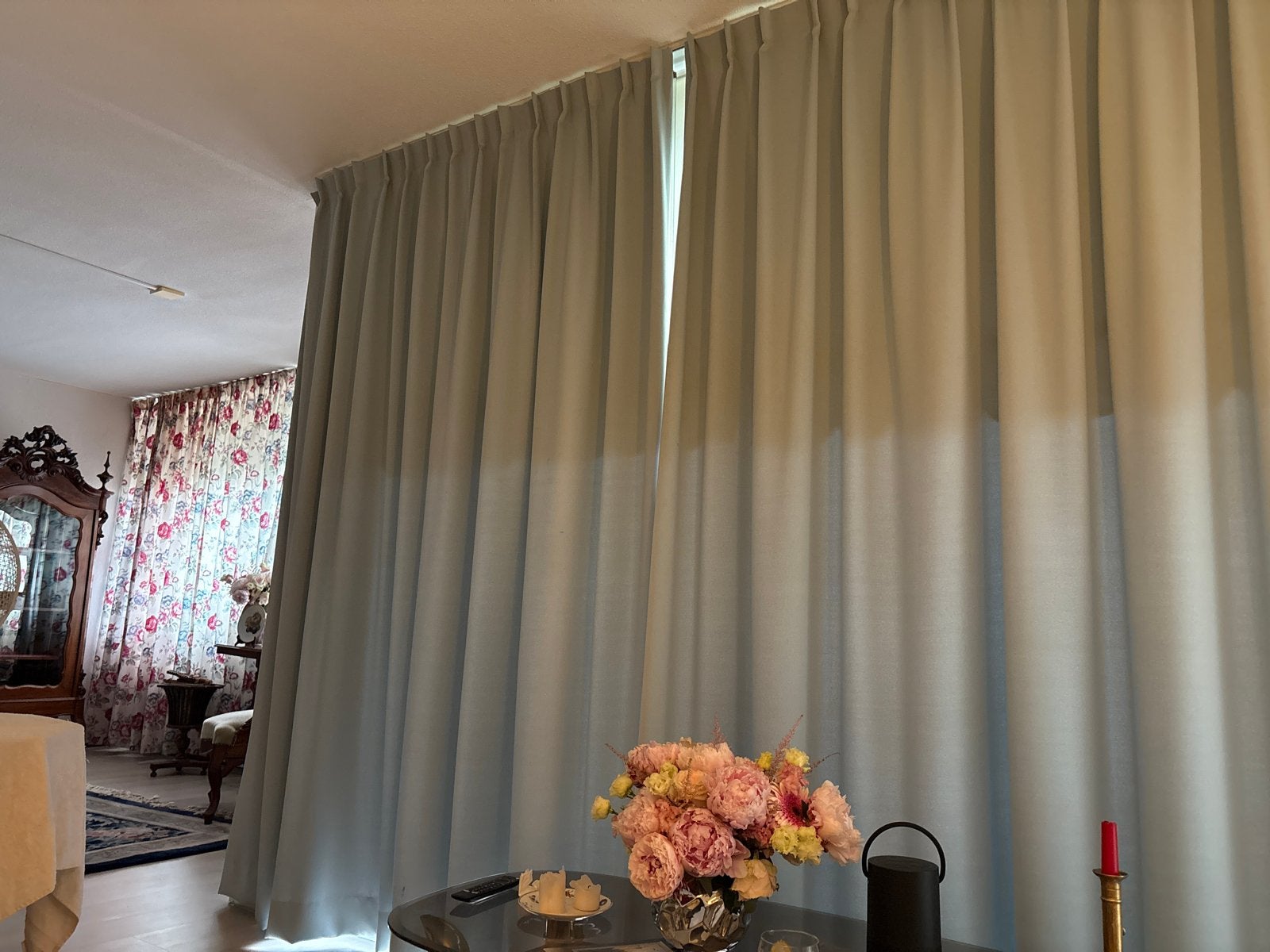 Gratis op te halen Gordijnen & vitrage- 240cm hoog met rails, Ophalen, Blauw, Zonwerend, Gebruikt