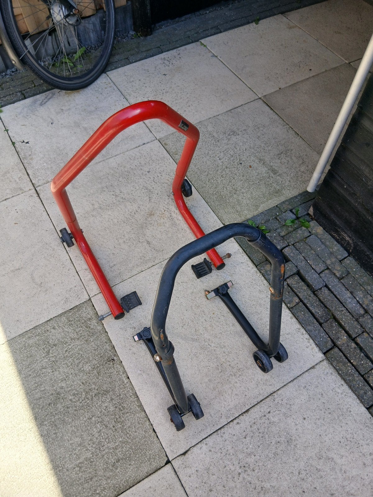 Motorfiets paddockstand set (voor en achter), Ophalen of Verzenden, Gebruikt