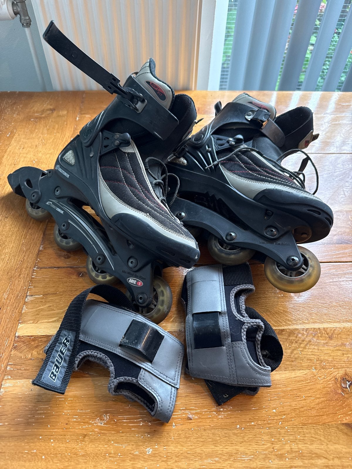 Inline skates met bescherming - maat 46- crazycreek/Bauer, Ophalen, Gebruikt, Inline skates 4 wielen, Bauer